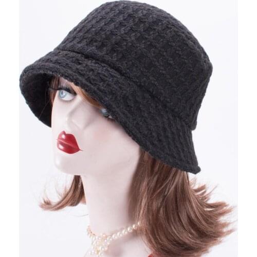 Lawliet Womens Boucle Plaid 1920s Vintage Look asymmetrical Brim Collapsible Cloche Bucket Hats A577