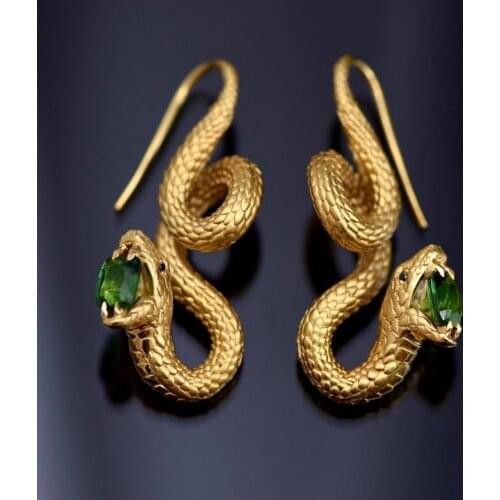Crystal Snake Stud Earrings,Golden Fashion Earrings For Women Cubic Zirconia Snake Earrings Trendy Jewelry Gifts