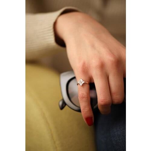 SRO Fashion Flower Model Turquoise and Baguette Stone Silver Ring Modern Italian Design Premium Jewelry For Women Hand Made