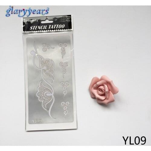 1 Sheet Hollow Glitter Henna Indian Tatoo Stencil Tattoo Template YL09 Temporary Beauty Women Men Body Art Flower Tattoo Sticker