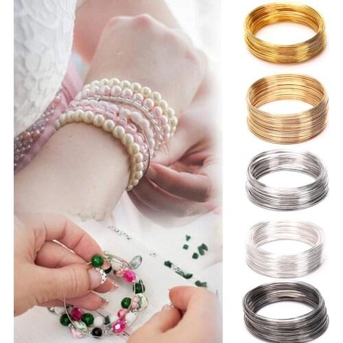 100Loops/Lot 0.6mm Memory Beading Steel Wire Beading Wire For DIY Jewelry Findings Bangle Bracelet Making Accessories Supplies