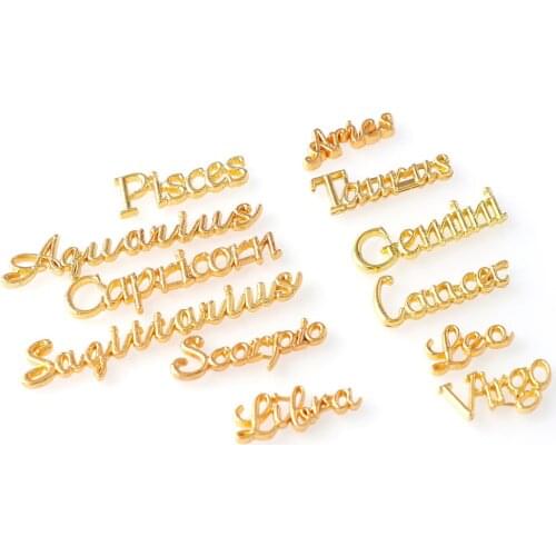 12PC/lot Mix Letters Twelve Constellati Gold Variety Of Letters Metal Material Epoxy Mold Making Jewelry Filling For DIY Jewelry