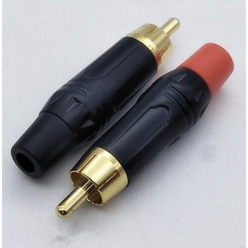2pcs Black Plated Electrophoresis RCA Audio and Video Plug RCA Male Head AV Lotus Head Gold Head Welding