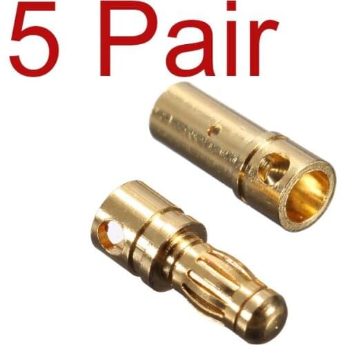 5 Pairs 3.5mm Gold-plated Bullet Banana Plug Connector For Battery Motor ESC new