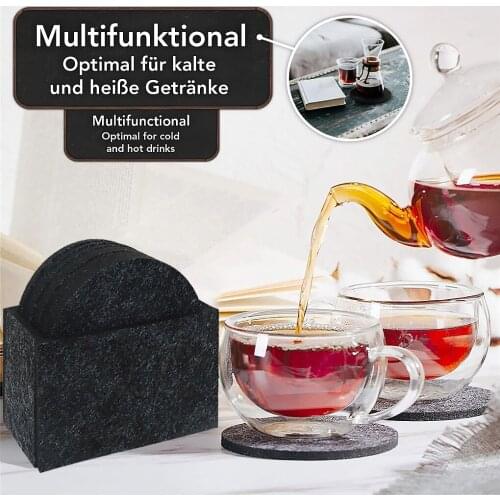 8Pcs Heat Insulated Cup Mat Felt Household Coaster Table Round Shape Decoration Placemat