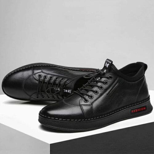 Velvet Loafers Autumn Winter Leather Men Shoes Sneakers Mens Casual Boots Classic Fashion Water Proof Shoes Men Sneakers Black