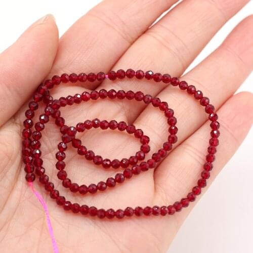 Red Wine Beads Natural Semi-precious Stones Spinel 3mm Small Round Bead for Men Girl Women Jewelry Making DIY Bracele Necklace