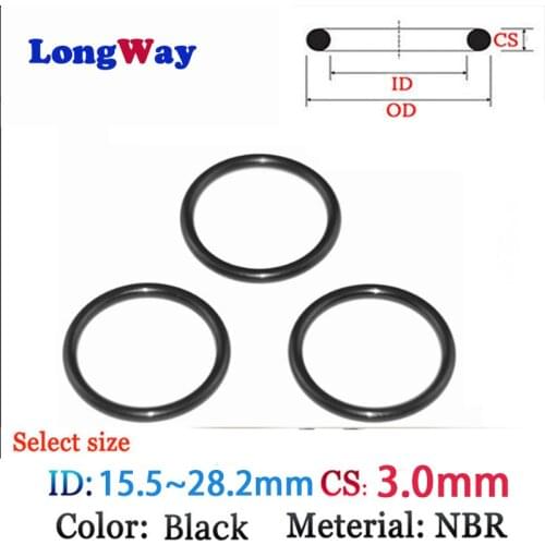 CS3.0mm ID15.5mm-28.2mm 10pcs Plastic O-Ring set NBR Gasket Fluoro Rubber oil and water seal gasket Silicone Ring Seal Film