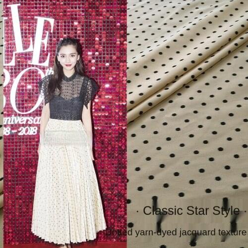 Designer jacquard fabric classic black and white polka dot jacquard dress sub-fabric clothing brocade fabric high-end