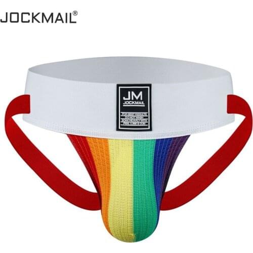JOCKMAIL Men Jockstrap Athletic Supporter Gym Strap Mens Brief Rainbow Colors,1-3" Waistband Jockstraps Sexy Gay Men Underwear