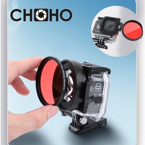 Diving Filter 58mm Ring For Gopro 8 Black Accessories Original waterproof Case Underwater Dive Filtors Red Purple +16 Close Up