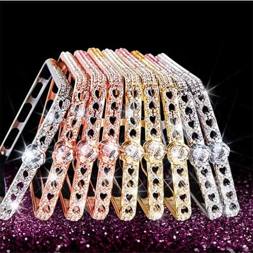 For iphone X XS Rhinestone Bumper Hybrid Cover for iphone 6 6s 8 7 plus on for Apple Glitter Metal Diamond Bumper Frame Case
