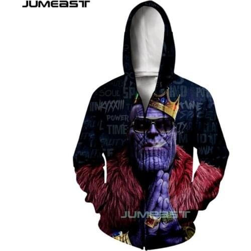 Jumeast Brand Men Women 3D Printed Thanos Long Sleeve Jacket Sport Pullover Fashion Spring Zipper Hoodies