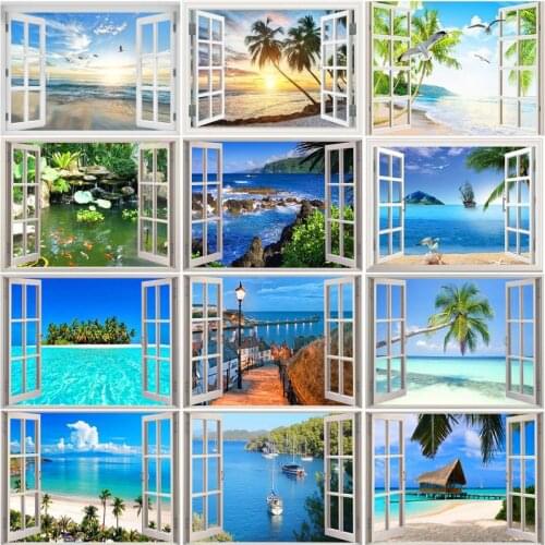 RUOPOTY Picture Painting By Numbers Kits Window Scenery Drawing Coloring By Numbers Handmade Acrylic Paint For Home Decor