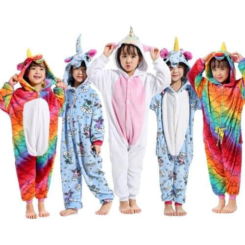 Кигуруми Unicorn Onesie Child Kids Flannel Soft Winter Sleepwear School Home Carnival Party Pajamas Pajama Animal Outfit