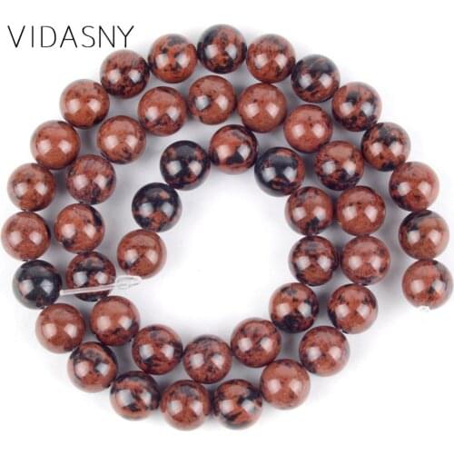 Mahogany Jaspers Natural Round Stone Beads For Jewelry Making 4-12mm Spacer Loose Beads Diy Bracelet Necklace 15'' Wholesale