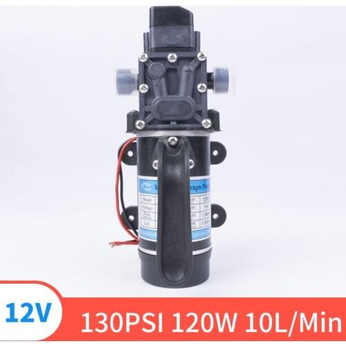 DC 12V 130PIS 120W 10L / Min High Quality Safety High Pressure Miniature Diaphragm Self-priming Pump For Liquid Filling Machine
