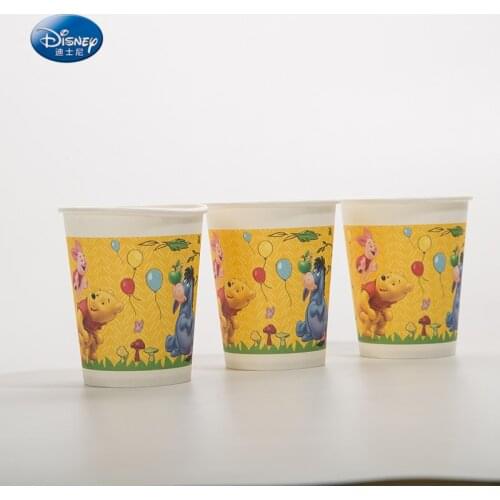 Cartoon 6pcs Paper Cup Glass Winnie the Pooh Kids Boys Girls Favor Birthday Party Supplies Decoration