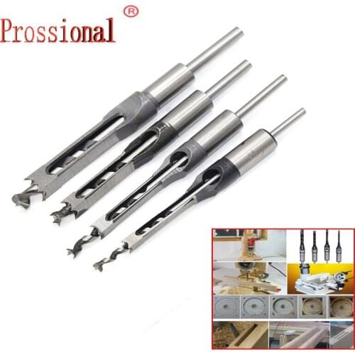 HSS Twist Drill Bits Woodworking Drill Tools Kit Set Square Auger Mortising Chisel Drill Set Square Hole Extended Drill Bit