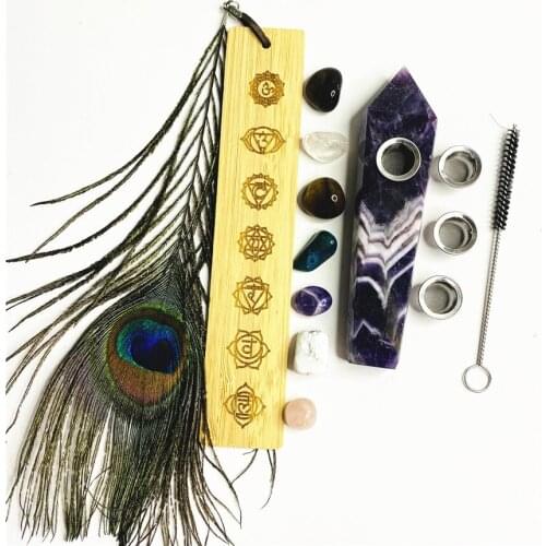 Natural Quartz Pipe Smoking Pipe Dream AmeThyst Point Rod Treatment Gem With Metal Filter Wholesale Price