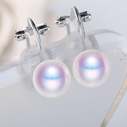 No earring hole 10-11mm south sea round white pearl earring 14k