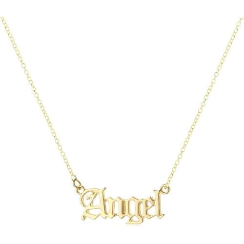 Personalised Letter Angel Old English Necklace Stainless Steel Letter Pendants Necklace Jewelry For Women