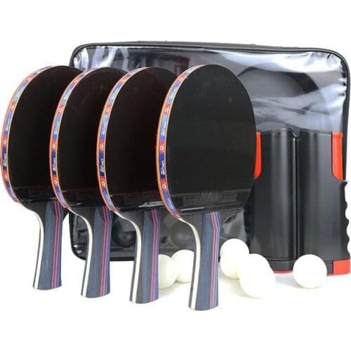 Professional Training Double-Sided Rubber Table Tennis Racket Set With 4 Ping Pong Paddles 1 Net 6 Balls Pingpong Bat -40