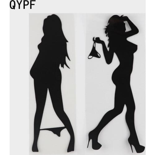 Automobile Motorcycle Funny Beautiful Sexy Woman In Bikini Decorative Wall Stickers Cartoon Car Sticker Black/Silver CT-573