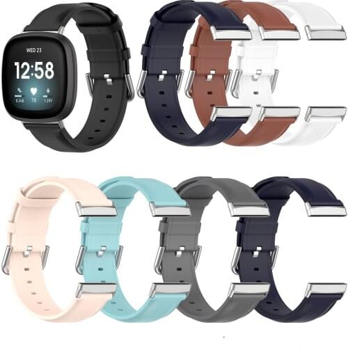 For Fitbit Versa3 Genuine Leather Watch Strap Round Tail Smartwatch Wristband Classic Replacement Bracelet For Fitbit Sense Belt