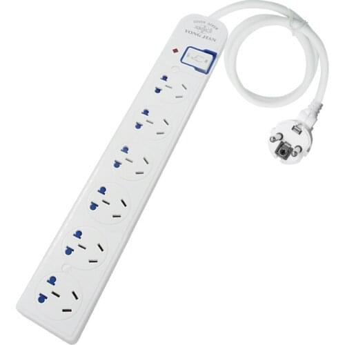 Multiple Power Strip Socket 6AC Outlets With Safety Door Power Switch Extension Cord Socket For Home Office
