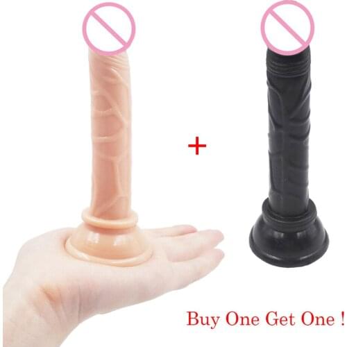 CamaTech Silicone Dildo 14.5*2.4CM With Strong Sucker Mini Anal Penis w/ Suction Cup Realistic Small Dick Butt Plug For Beginner