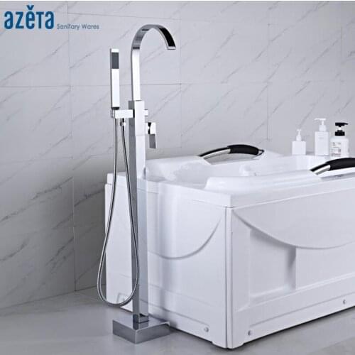 Azeta Bathroom Floor Stand Bathtub Faucet With Hand Shower Bathroom Single Handle Bathtub Mixer Tap AT2211