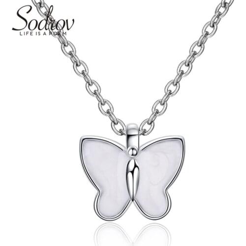 SODROV Cute Butterfly New Arrivals 925 Sterling Silver Fine Jewelry for Women Trendy Engagement necklaces & pendants