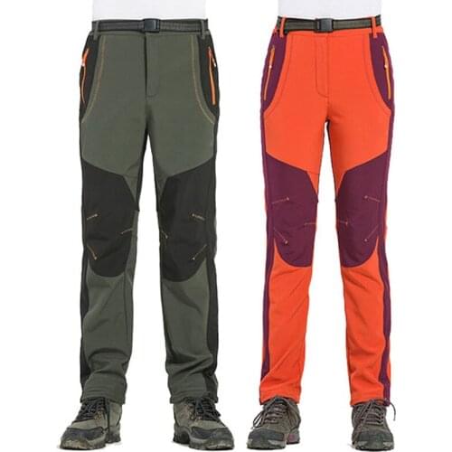 Outdoor Soft Shell Charge Pants Men And Women 5000mm Waterproof Windbreak Plus Velvet Thicken Warm Trekking Climbing Trousers