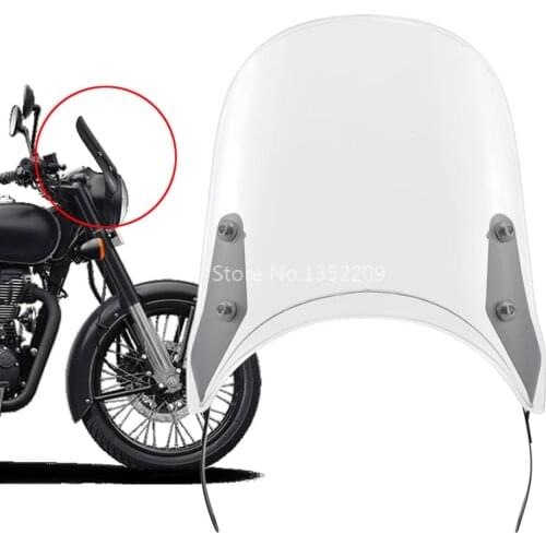 7.5" Motorcycle Headlight Fairing Windshield Compact Sport Wind Deflector Windscreen Clear For Royal Enfield Classic 500CC