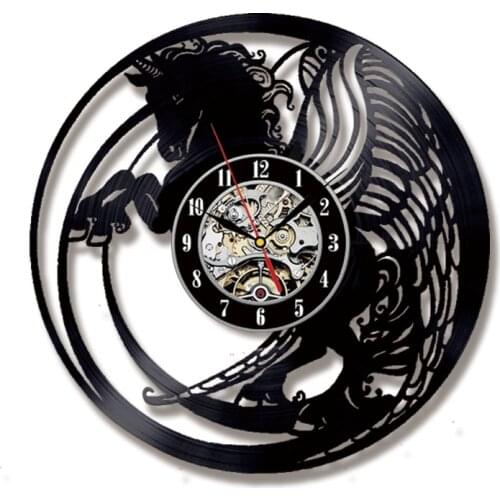 Magical Unicorn Vinyl Record Wall Clock Modern Design Home Decor Vintage Creative Horse Wall Watch Wall Clock For Unicorn Gift