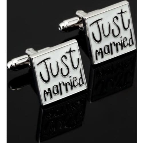 High Quality Men Cuff Links Vintage Mens Wedding Party Gift Classical just married Cufflinks Engraved silvery New Classic