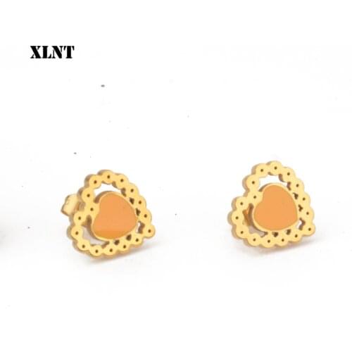 XLNT Fashion metal hollow heart stud earrings woman Small earrings Popular nightclub earrings for women jewelry 2019