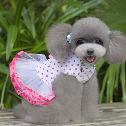 Spring/Summer Cherry Bubble Skirt Puppy Clothing Pet Clothing Pet Skirt Dot Lovely White Pink Dogs Dress Dog Supplies