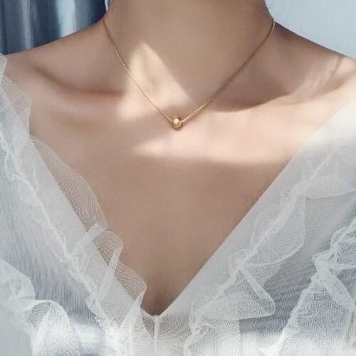 Box Chain Round Bead Necklace For Women Wedding Jewelry Rose Gold Silver Color Stainless Steel Transfer Beads Chockers No Fade
