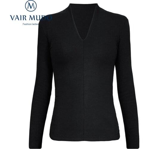 2021 Early Autumn Women Clothes Net Red V-Neck Long-Sleeved T-Shirt Womens Body Mind Machine With A Bottoming Shirt topY-310