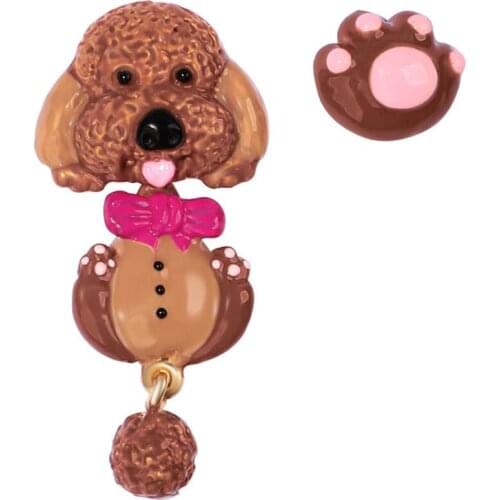 CSxjd 2019 New Arrival Hand-painted Enamel glazed animal dog asymmetric earrings for women gift