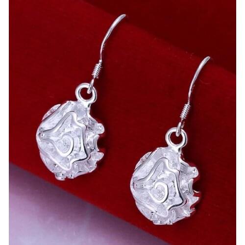 Top quality fashion silver color party Dangle Earring For women lady girl wedding party flower Jewelry free shipping cute E066