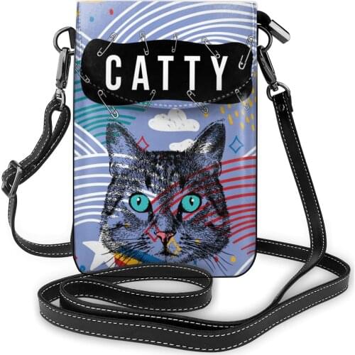 Catty Pattern PU Leather Crossbody Bags For Women Small Messenger Bag Lady Flap Shoulder Bag Luxury Handbag and Purse bolso