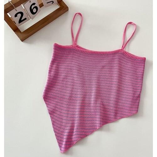 Sexy Summer Irregular Stylish Prevalent Chic Tee Irregular Cropped Camis Crop Top Backless Ladies Tops Sweet Korean Style