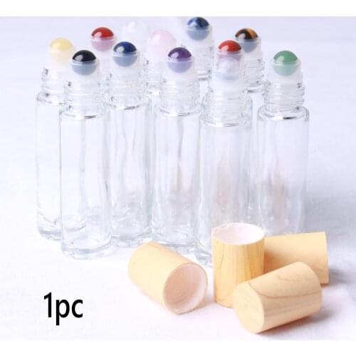 1pc Natural Roller Ball Gem Essential Oil Empty Glass Bottle
