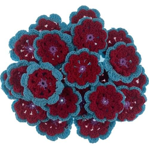 10Pcs Cotton Kitting Flower Sewing Hairpin Hat For Womens Clothing Hand Crochet Pads Fabric DIY Craft Accessories 4.5cm