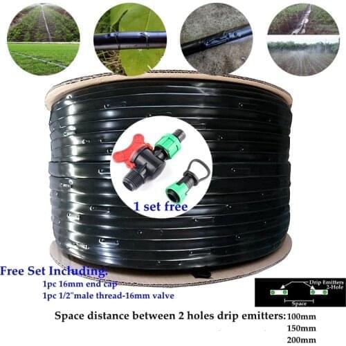 1000M/Roll 16mm 2-Holes Micro Irrigation System Patch Drip Tape Space Distance 10cm 15cm To 40cm Watering Hose Adjust Shipping