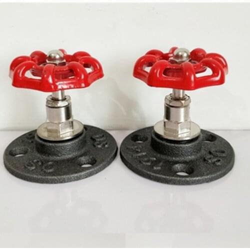 2 PCS Retro Cast Iron Flange Valve Wall Hook DIY Industrial Style Clothes Bag Hanger Hook Loft Industrial Style Cast Iron Flange