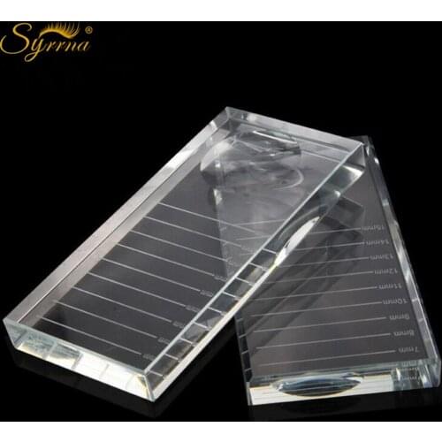 2 in 1 Acrylic False Eyelashes Stand Pad Lashes Holders with Tick Mark Fake Lash Extensions Crystal Glass Adhesive Glue Pallets